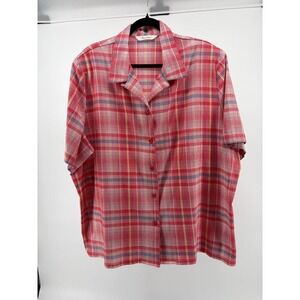 Tanjay Vintage Short-Sleeve Button Down Shirt,Shoulder Pads, Women's Size 24W